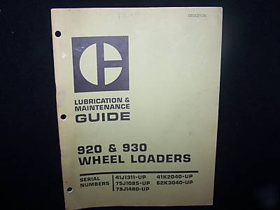 Caterpillar lube & maintenance guide 920 930 loader