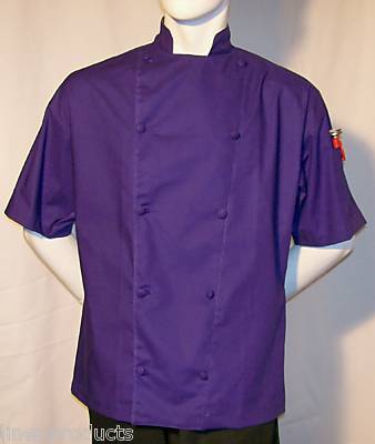 Chef coat jacket royal blue flowers lightweight xs ls