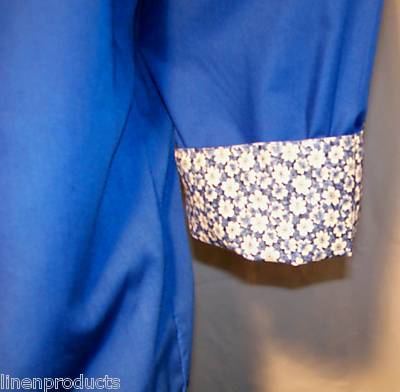 Chef coat jacket royal blue flowers lightweight xs ls