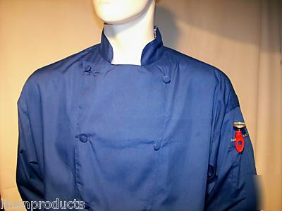 Chef coat jacket royal blue flowers lightweight xs ls