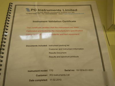 New pg instruments T70 uv/vis spectrophotometer