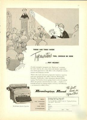 1951 remington rand noiseless typewriter vintage ad