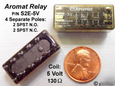 (3) miniature 4PST (or dpdt) relays _ 5 volt dc coil 