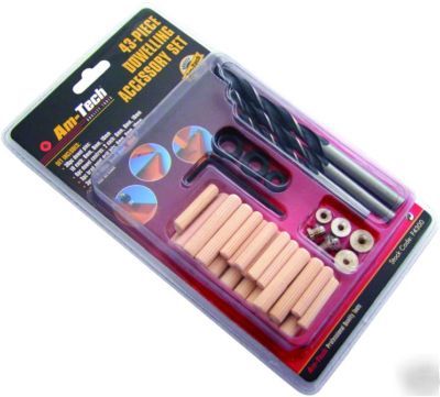 Am-tech 43PC dowelling accessory set dowel pins & drill