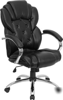 Leather executive office desk chair chrome finish metal