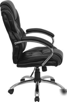 Leather executive office desk chair chrome finish metal