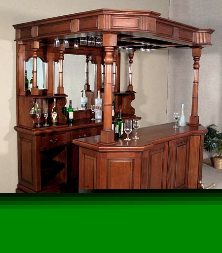 6.5 ft solid mahogany canopy mirrored home pub bar
