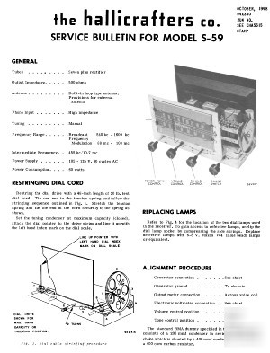 Hallicrafters s-59 service bulletin w/large sch Â»rÂ²