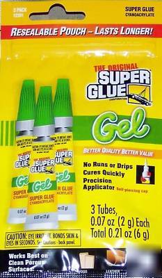 New super glue gel - 3 tube lot - 