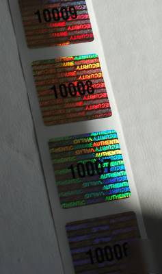 50 square sequentially numbered hologram labels