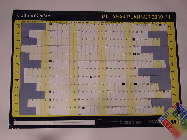 Collins premium colplan mid year 2010 2011 wall planner