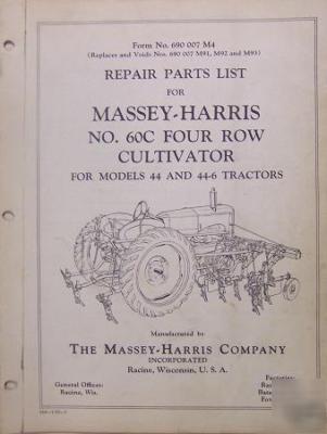 Massey harris 60C cultivator for 44, 44-6 parts manual