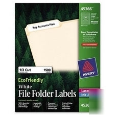 Avery white ecofriendly file folder labels 45366