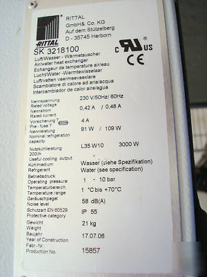 New rittal SK3218.100 air/water heat exchanger, 