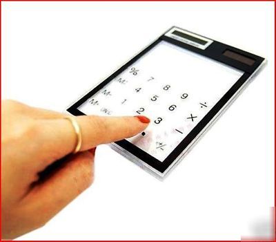 Solar powered - transparent touch pad calculator