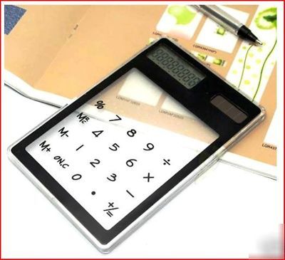 Solar powered - transparent touch pad calculator