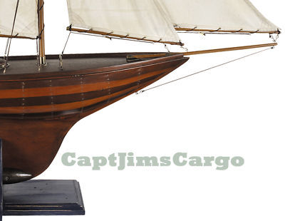 Lrg 5' antiqued yacht ironsides wooden model boat decor