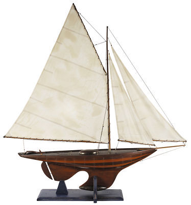 Lrg 5' antiqued yacht ironsides wooden model boat decor