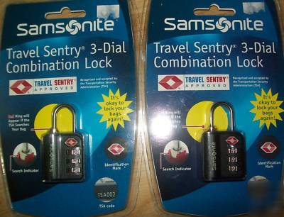 2 samsonite travel sentry 3-dial combination locks 