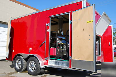 Enclosed trailer mounted pressure washer, hot, cold