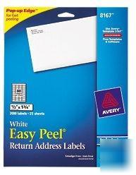 Avery white ez peel return address labels 8167 