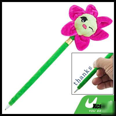 Blue ink beautiful flower decor writing ballpoint pen