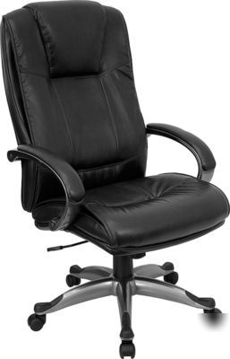 Set of (2) office chairs black leather free shipping