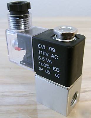 Miniature pneumatic solenoid valve, 2 way, n.c. 1/4