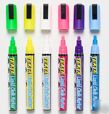 New 6 x bullet point liquid chalk marker pen sign craft