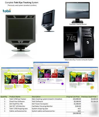 Tobii eye tracker 1750 series - used excellent cond.