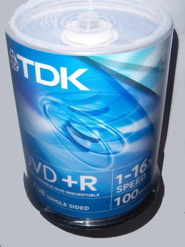 100 discs tdk blank dvd recordable dvd+r 16X 4.7GB