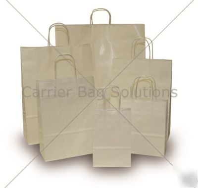 100 white gift paper carrier bags - 32CM x 42CM x 12CM