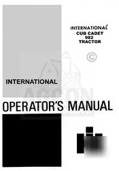 Ih cub cadet model 982 tractor owners operators manual