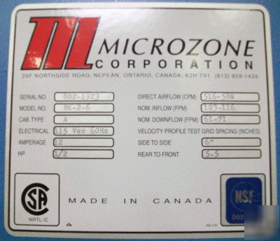 Microzone bioklone 2: biological safety cabinet 