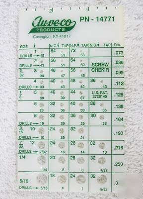 Starrett, brown & sharp and au-ve-co bolt/screw gauges
