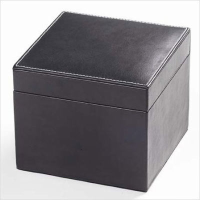 Clava leather tuscan cube box in black customize: yes