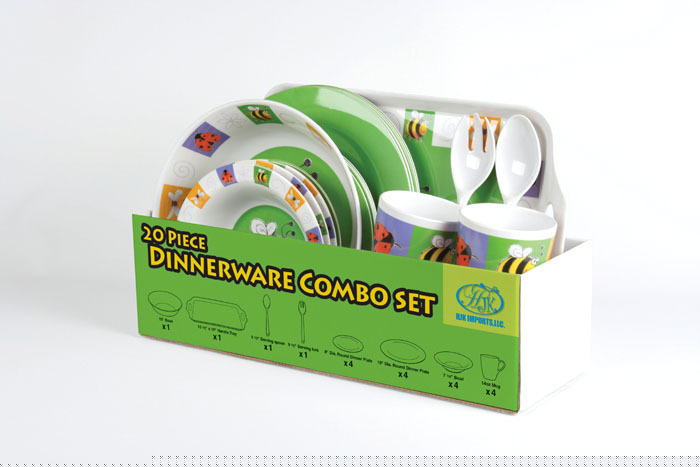 $60.00/4 set(20 pcs/set) melamine dinnerware bumblebee
