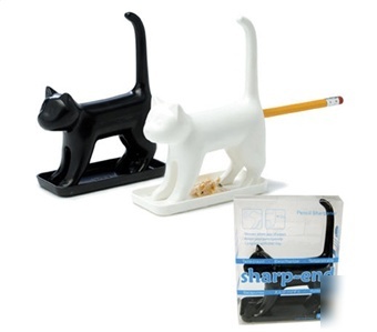 Cat end pencil sharpener - white