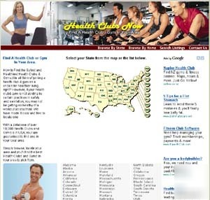 Health clubs directory website + adsense + free hosting