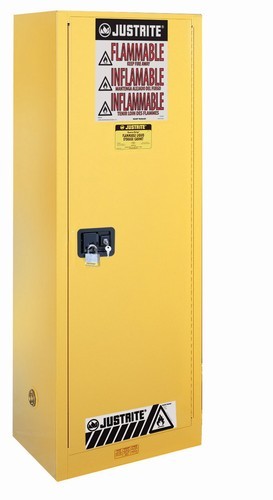 Justrite 54 gallon yellow slimline cabinet