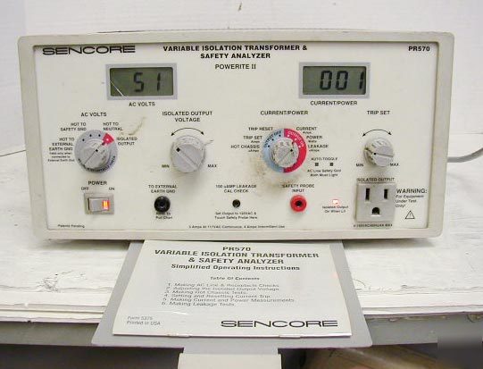 Sencore POWERITE2 safety analyzer isolation transformer