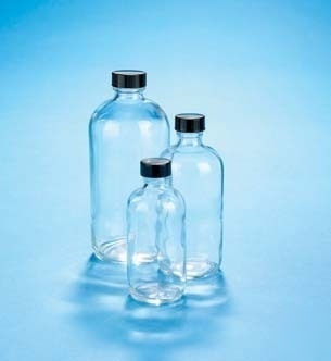 Vwr boston round bottles, clear, narrow mouth