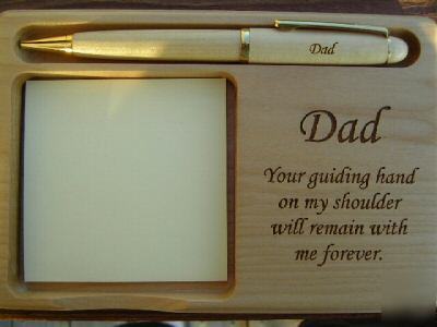 Engraved dad memo and pen holder with free pen gift