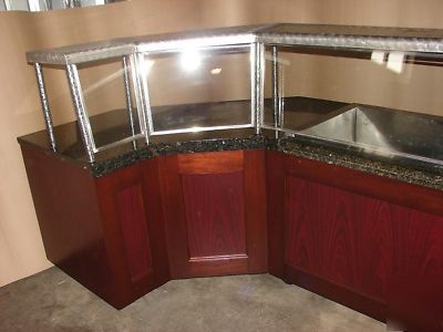 Green granite & mahogany food line