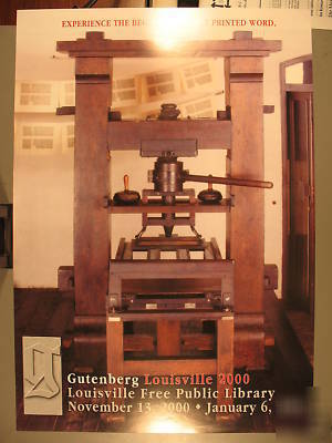 Gutenberg press poster from louisville exhibition, 2000