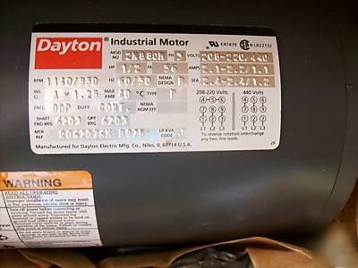 New dayton electric motor model 2N880 brand 1/2 hp.