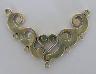 2 sterling 925 pendant filigree marcasite 5 & 3 loop 