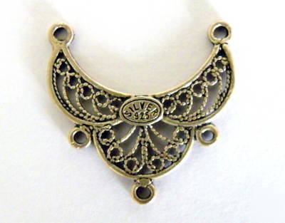 2 sterling 925 pendant filigree marcasite 5 & 3 loop 