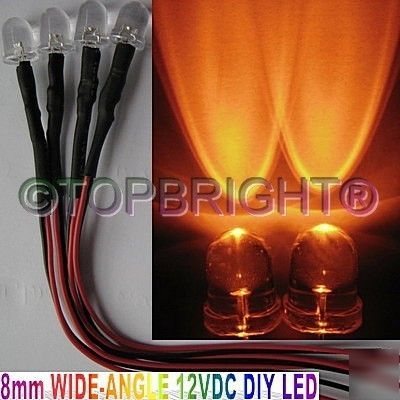 20PC 12VDC 8MM wide angle 40Â° amber for auto,rv,pc,rc