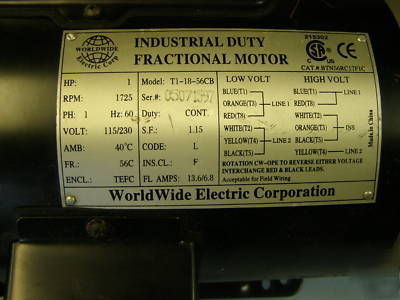 World wide elect corp industrial duty fractional motor